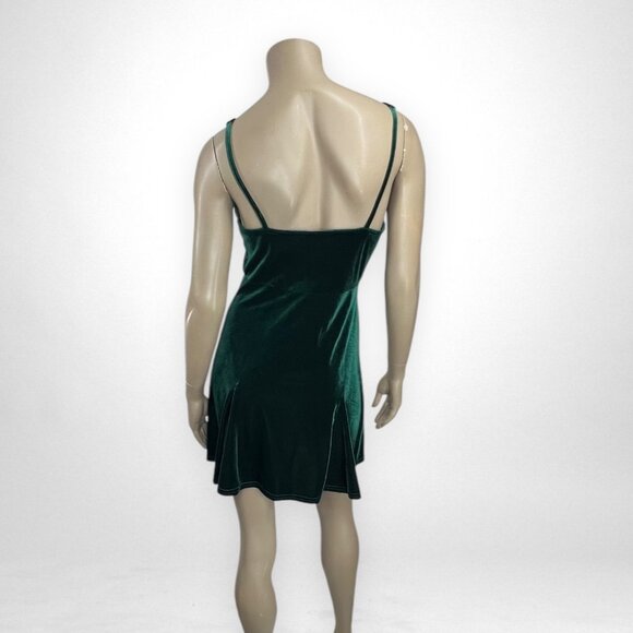 NWT Vintage 90s‎ Small VICTORIA'S SECRET Emerald Green Velvet Dress Sleeveless - Picture 3 of 8